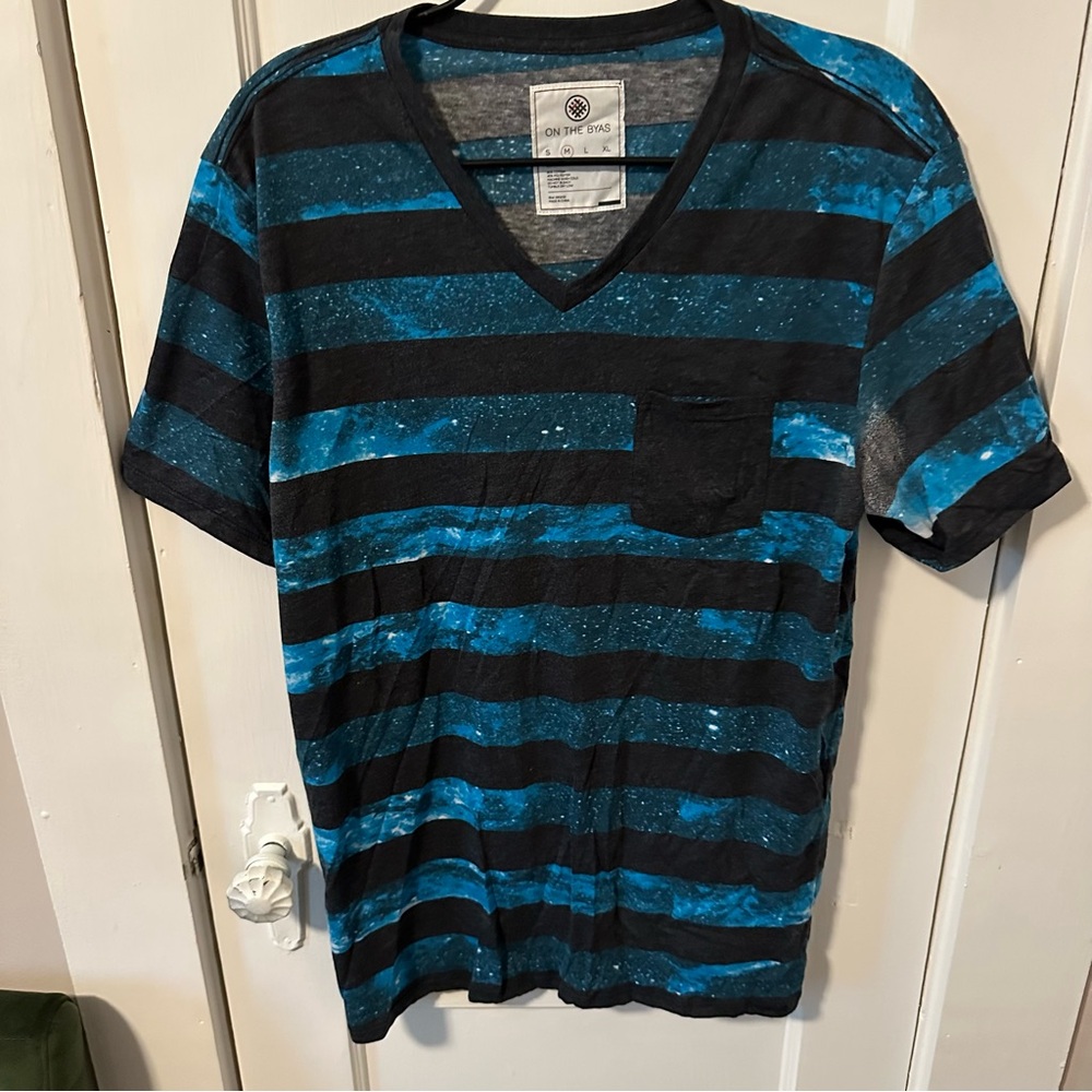 On the Byas Galaxy Print V-Neck Pocket T-Shirt